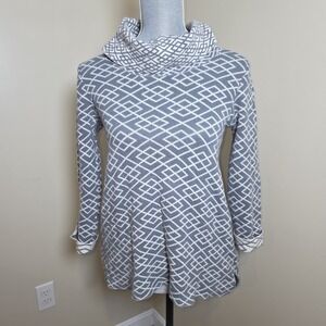 Anthropologie Moth Galena Cowl Neck Grey Geometric Sweater Alpaca Size Small